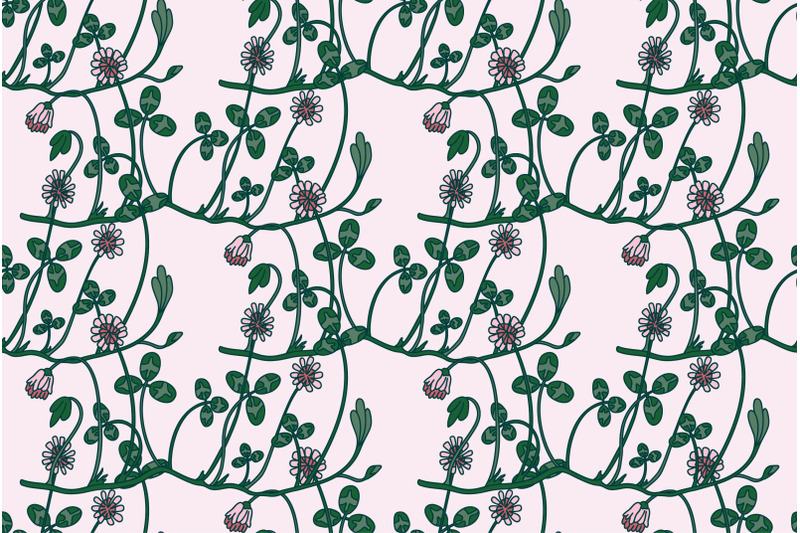 botanical-floral-seamless-pattern-with-clover-vector-illustration