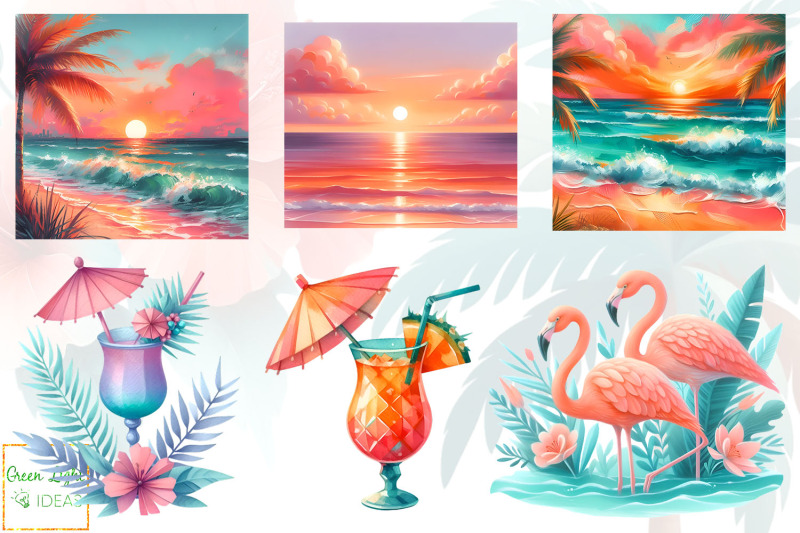 miami-sunset-clipart-summer-beach-graphics-vacation-illustrations