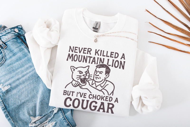 never-killed-a-mountain-lion-choked-a-cougar-png-funny-png-hunter-p