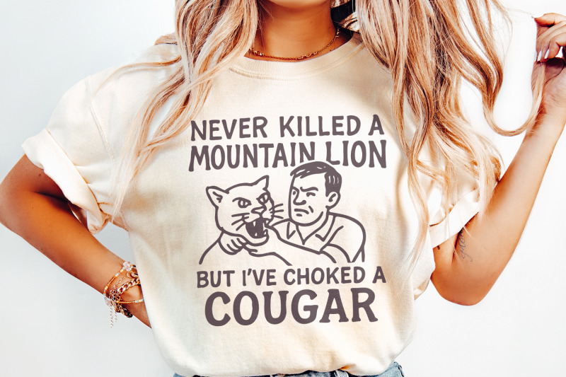 never-killed-a-mountain-lion-choked-a-cougar-png-funny-png-hunter-p