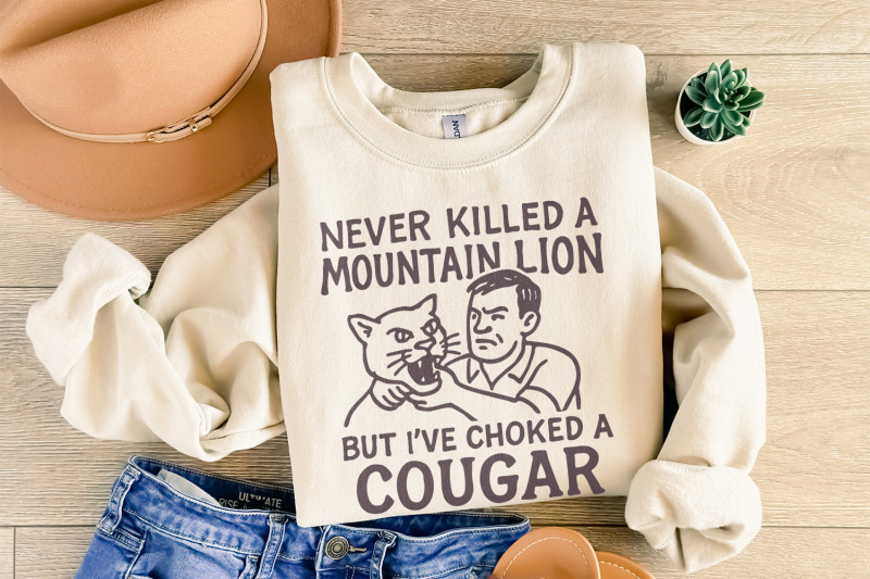 never-killed-a-mountain-lion-choked-a-cougar-png-funny-png-hunter-p