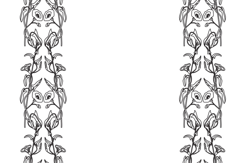 line-art-botanical-floral-vertical-border-isolated-on-white-background