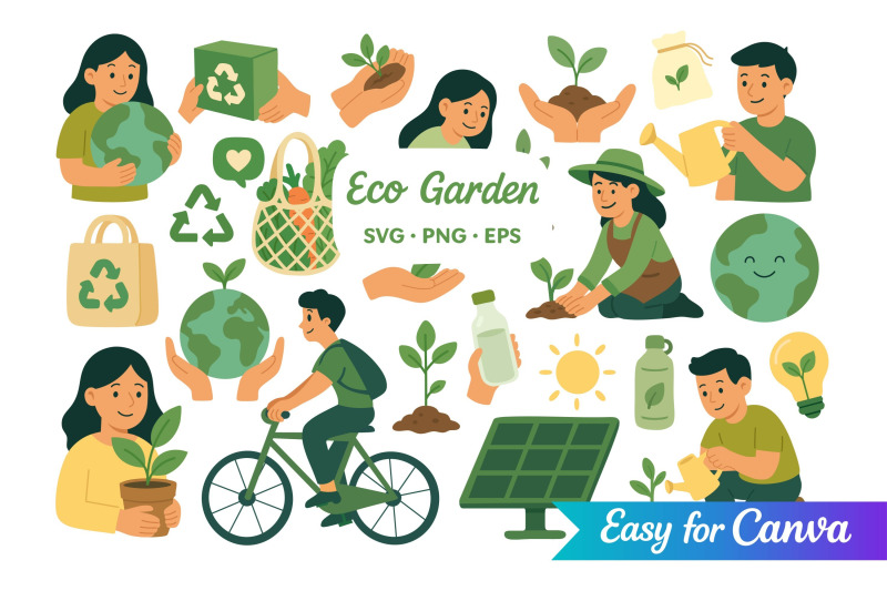 eco-garden-clipart-set