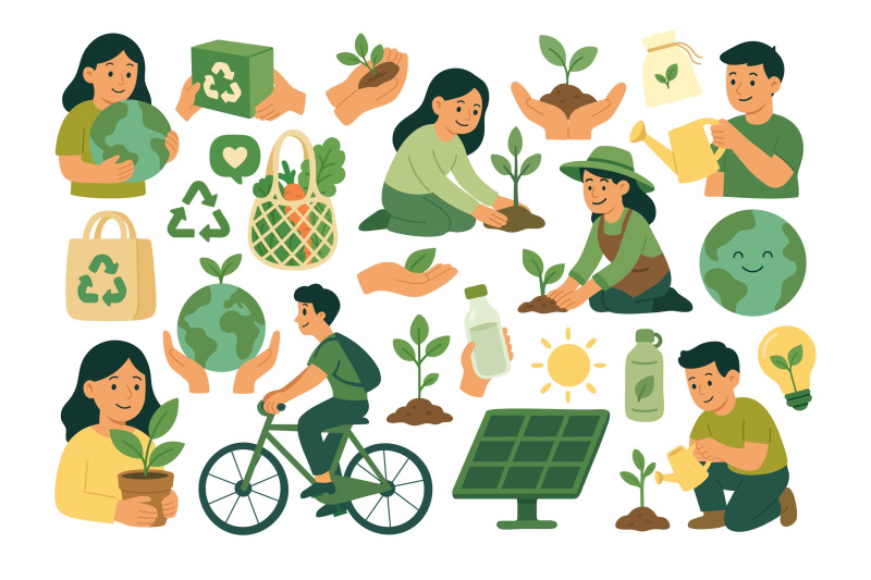eco-garden-clipart-set