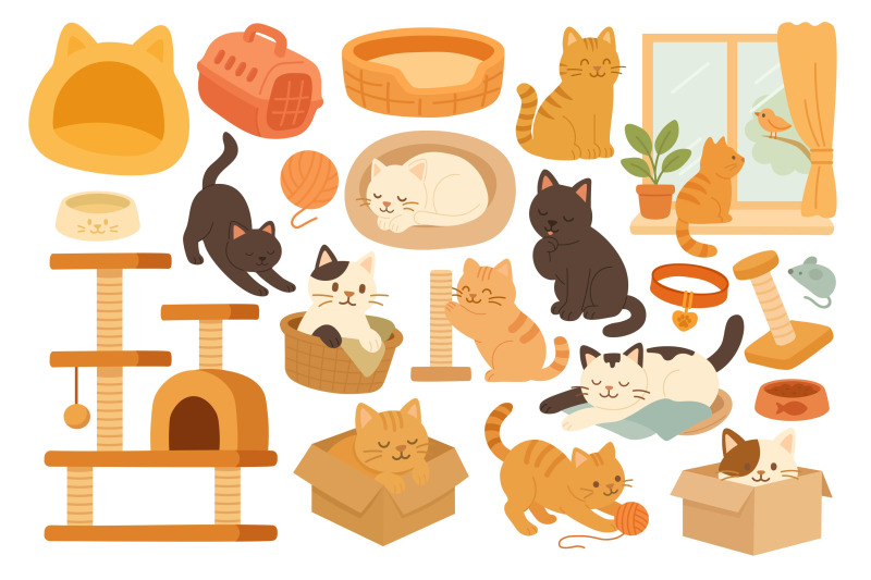 cute-cats-and-accessories-clipart