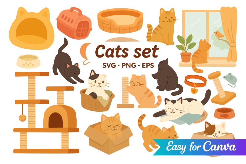 cute-cats-and-accessories-clipart