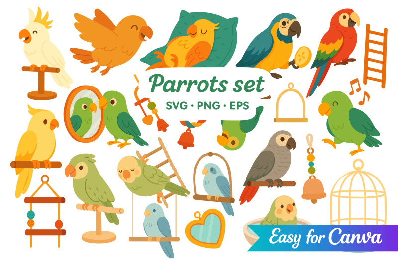 funny-parrots-and-accessories-clipart