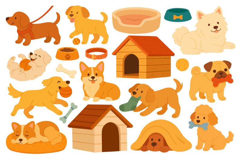 cute-dogs-and-accessories-clipart
