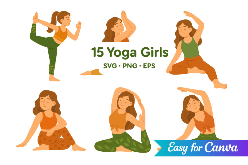 yoga-girls-clipart-set