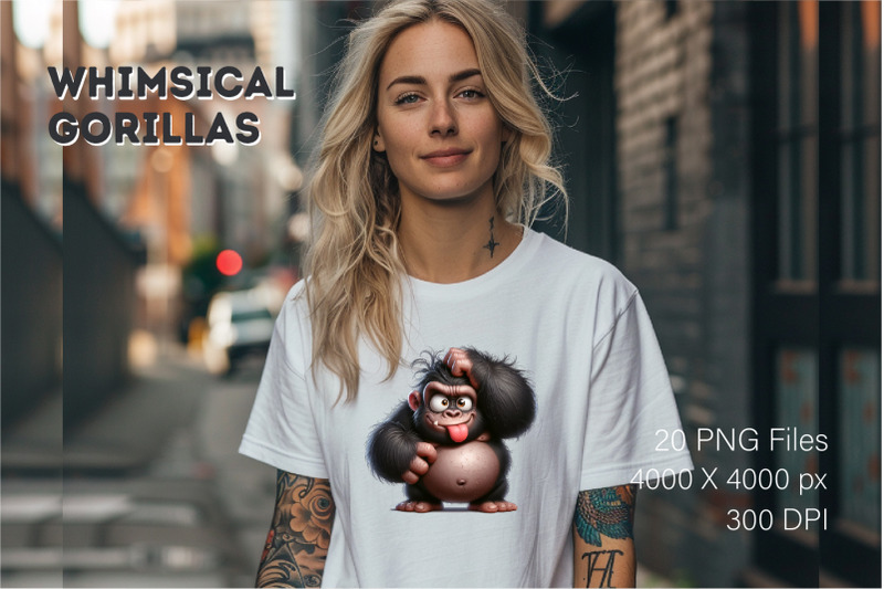 whimsical-cartoon-gorillas-t-shirt-png