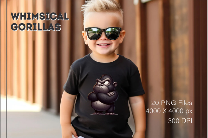 whimsical-cartoon-gorillas-t-shirt-png