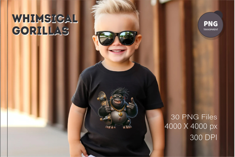 whimsical-cartoon-gorillas-02-t-shirt-png