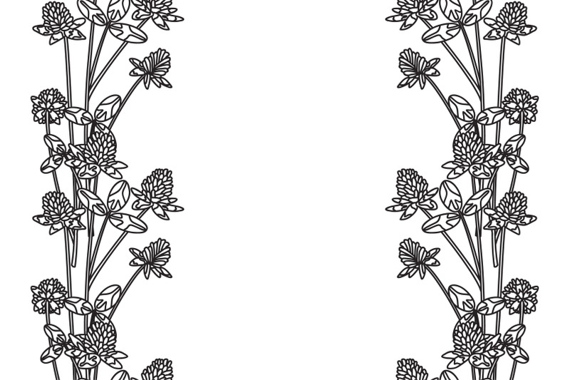 line-art-botanical-floral-vertical-seamless-border-isolated-on-white