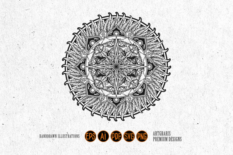 cannabis-mandala-with-geometric-designs-outline-monochrome