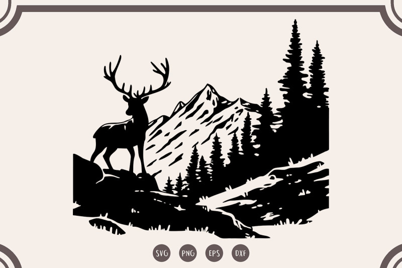 deer-in-the-forest-svg-deer-clipart-forest-silhouette-svg