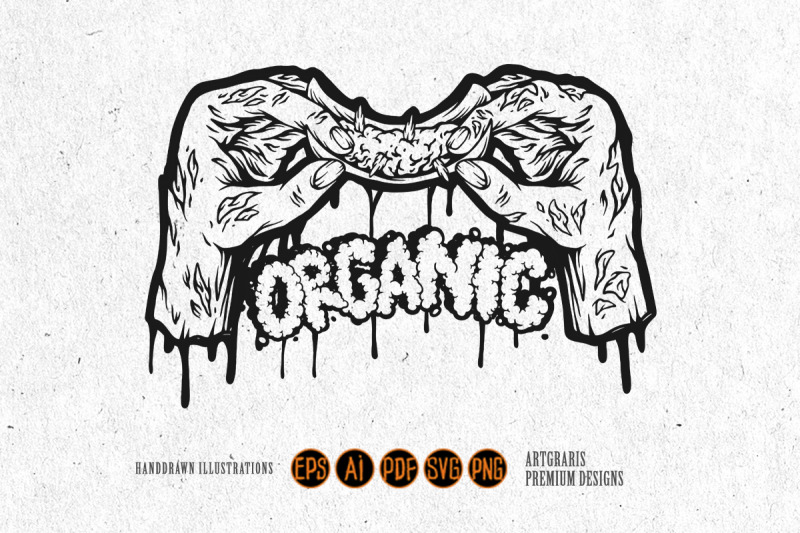 creepy-hands-and-cannabis-joint-outline-with-organic-text