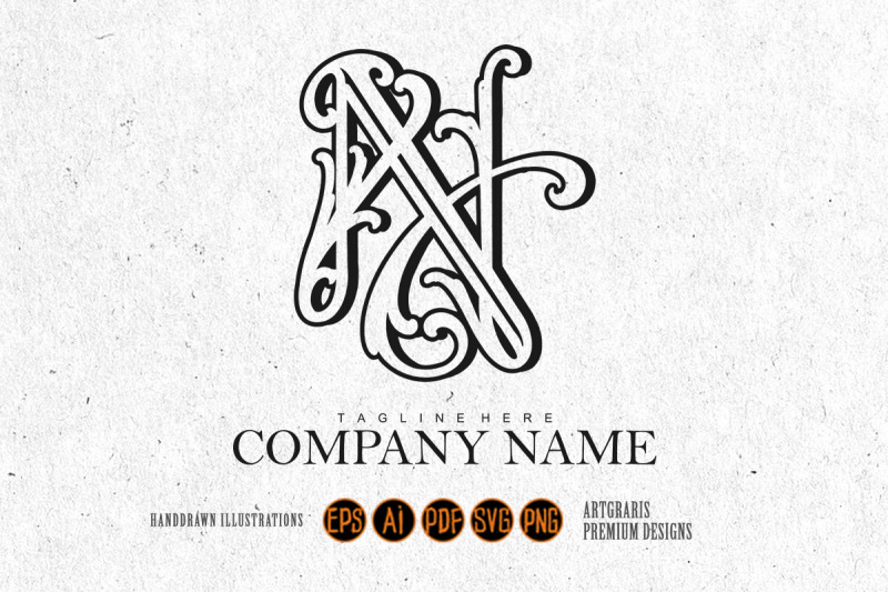 vintage-n-initials-outline-for-company-logo-monochrome