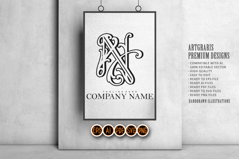 vintage-n-initials-outline-for-company-logo-monochrome