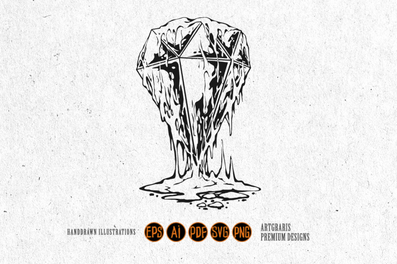 shiny-diamond-with-lava-drips-outline-monochrome