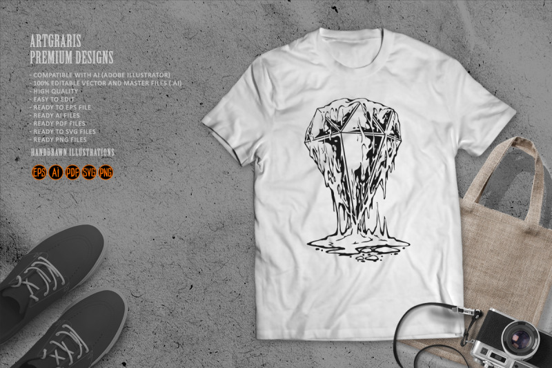 shiny-diamond-with-lava-drips-outline-monochrome