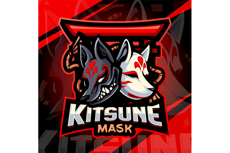kitsune-mask-esport-mascot-logo-design