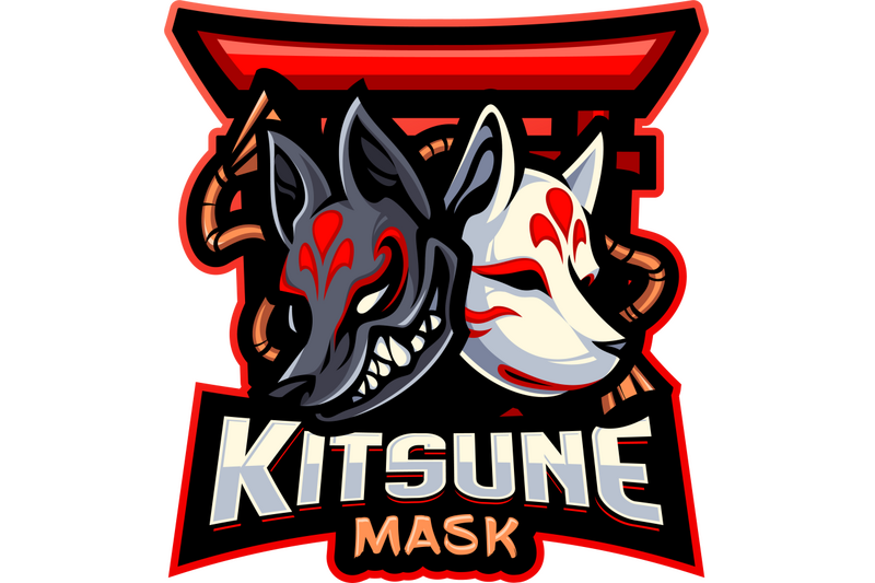 kitsune-mask-esport-mascot-logo-design