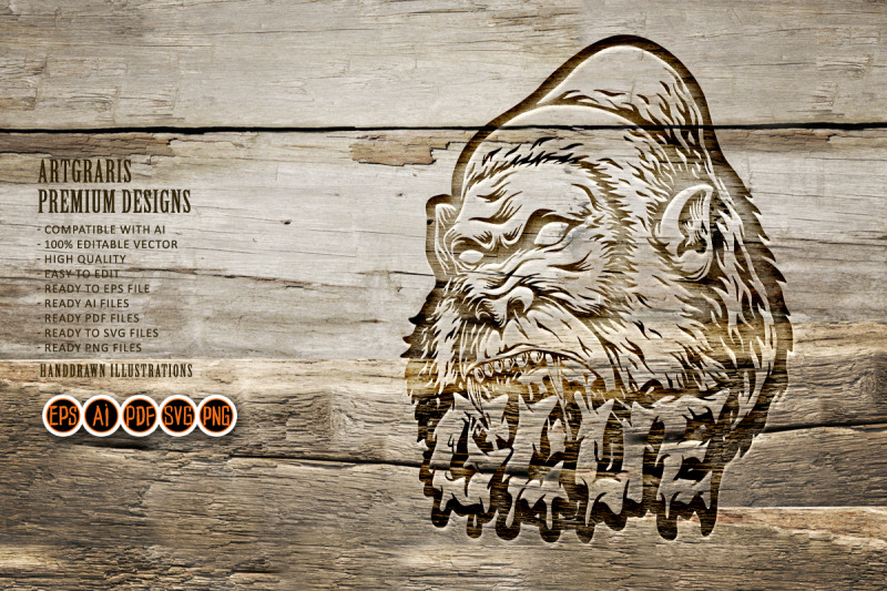 outline-of-angry-gorilla-and-melting-lettering-monochrome