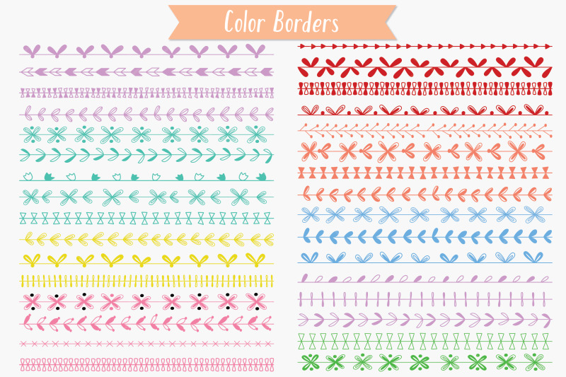 colored-seamless-borders-hand-drawn-text-divider-illustrator-brushes