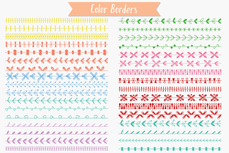 colored-seamless-borders-hand-drawn-text-divider-illustrator-brushes