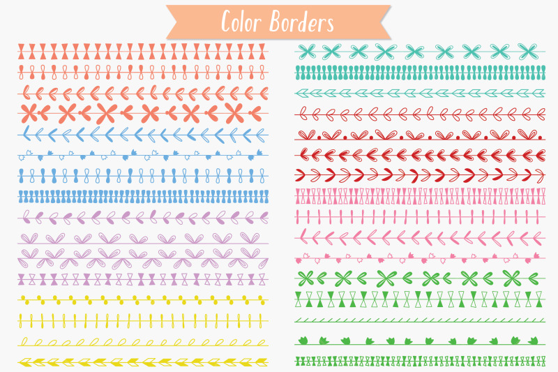colored-seamless-borders-hand-drawn-text-divider-illustrator-brushes