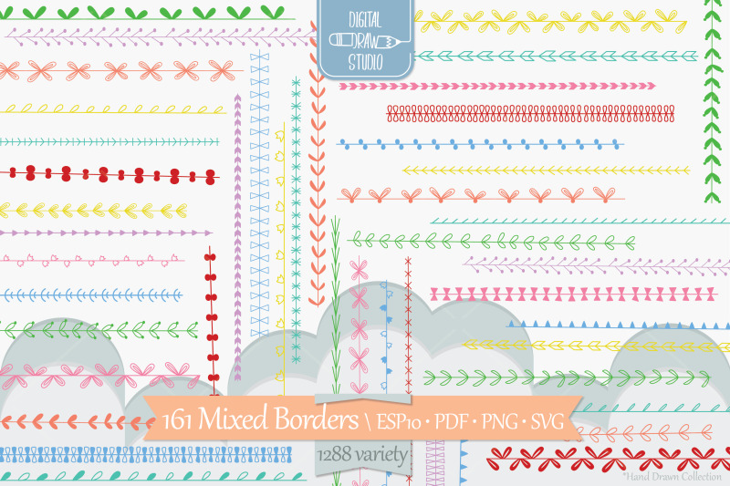 colored-seamless-borders-hand-drawn-text-divider-illustrator-brushes