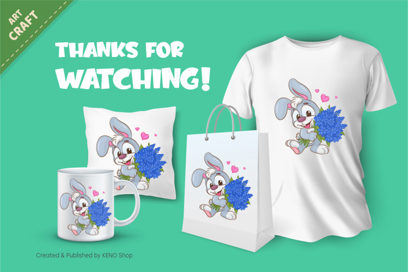 cute-bunny-with-flowers-t-shirt-png-svg