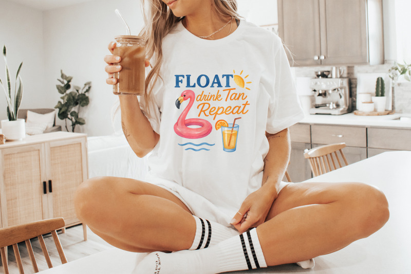 float-drink-tan-repeat-shirt-summer-beach-life-png-pool-party-day-dr