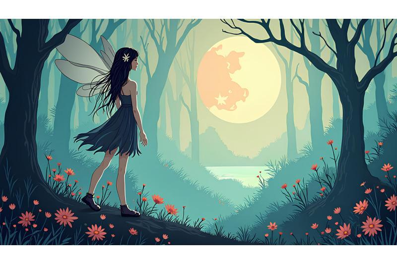abstract-fairy-in-gothic-landscape-abstract-art