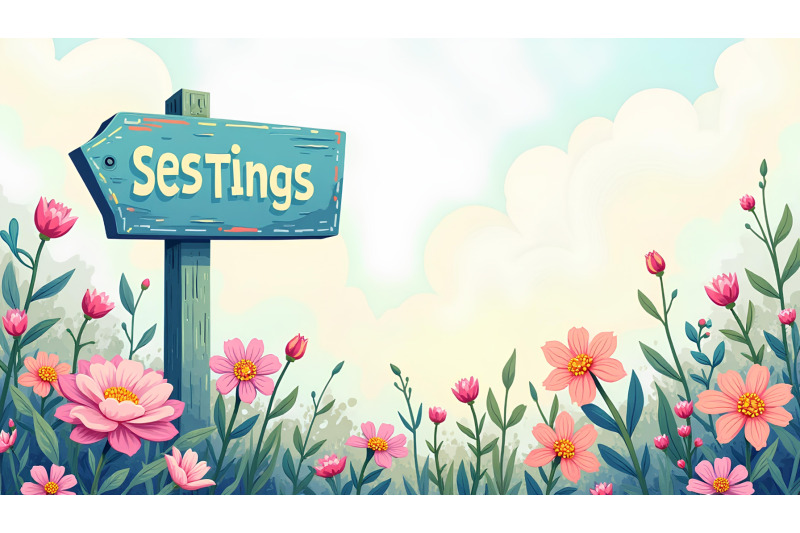 abstract-signpost-with-blooms-tempera