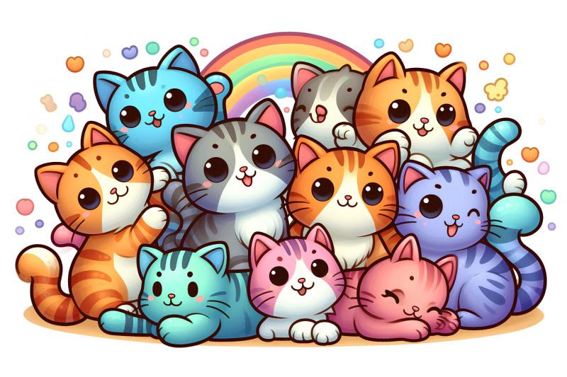 acrylic-art-of-playful-colorful-cats