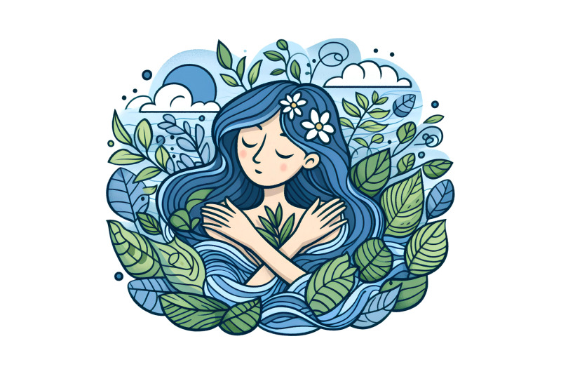 acrylic-artwork-of-a-woman-embracing-nature