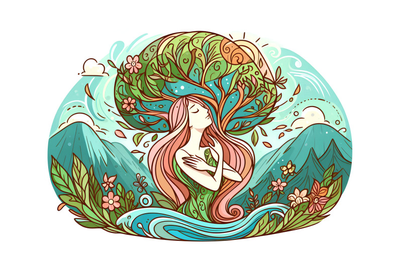 acrylic-artwork-of-a-woman-embracing-nature