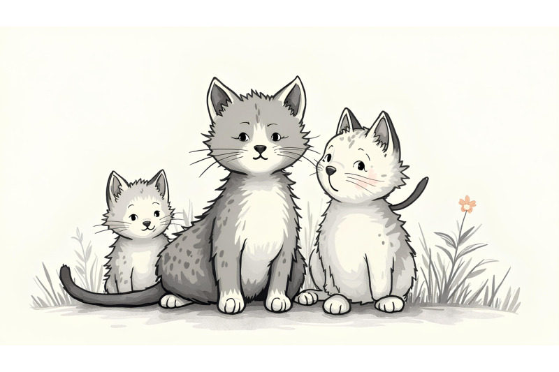 black-and-white-etching-of-kittens
