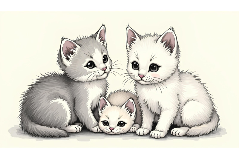 black-and-white-etching-of-kittens