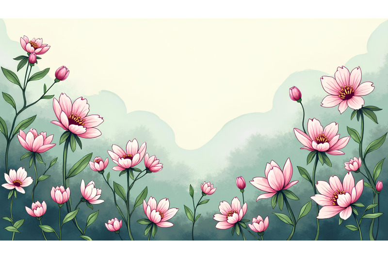 blossoms-and-greenery-charcoal-lines