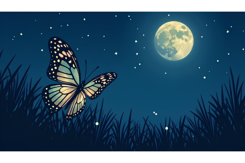 butterfly-glowing-under-the-moonlight-night-glow-art