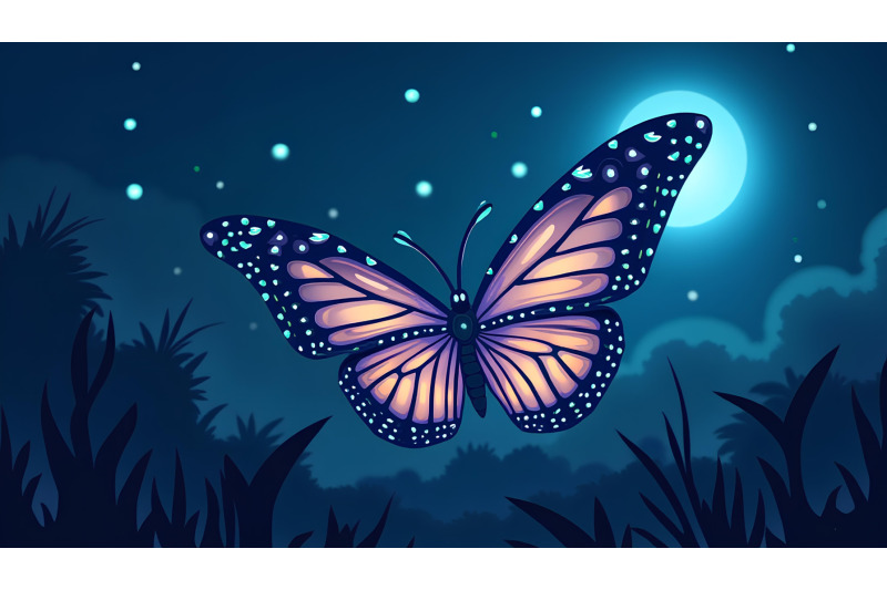 butterfly-glowing-under-the-moonlight-night-glow-art