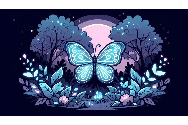 butterfly-in-a-glowing-forest-bioluminescent-art