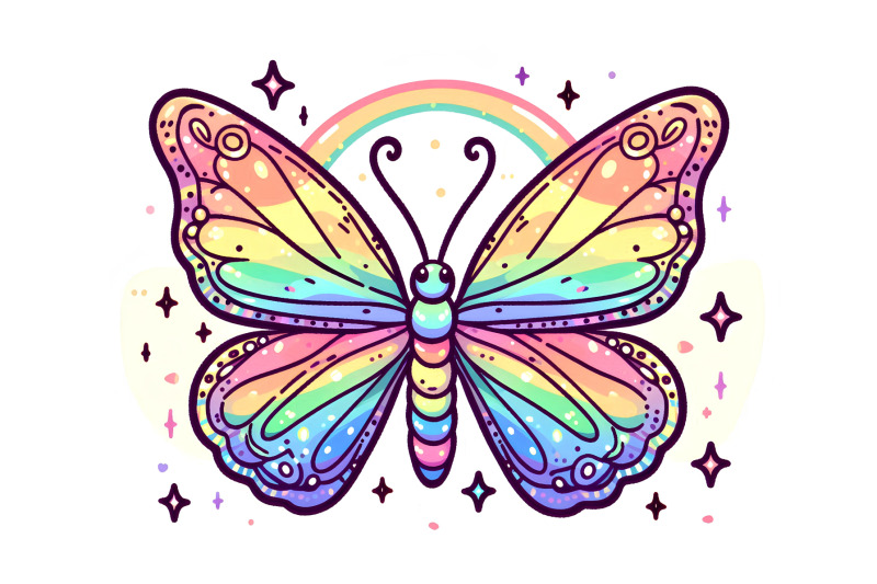 butterfly-in-a-prismatic-rainbow-holographic-impressionism