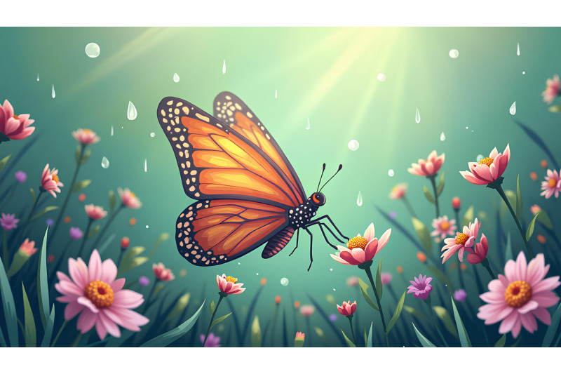 butterfly-in-a-raindrop-kissed-garden-dreamlike-art