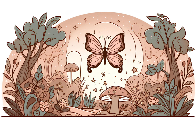 butterfly-in-an-enchanted-forest-art-deco