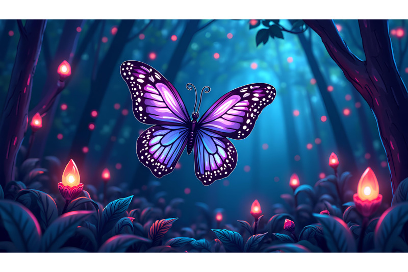 butterfly-in-an-enchanted-neon-forest-cyber-glow-art