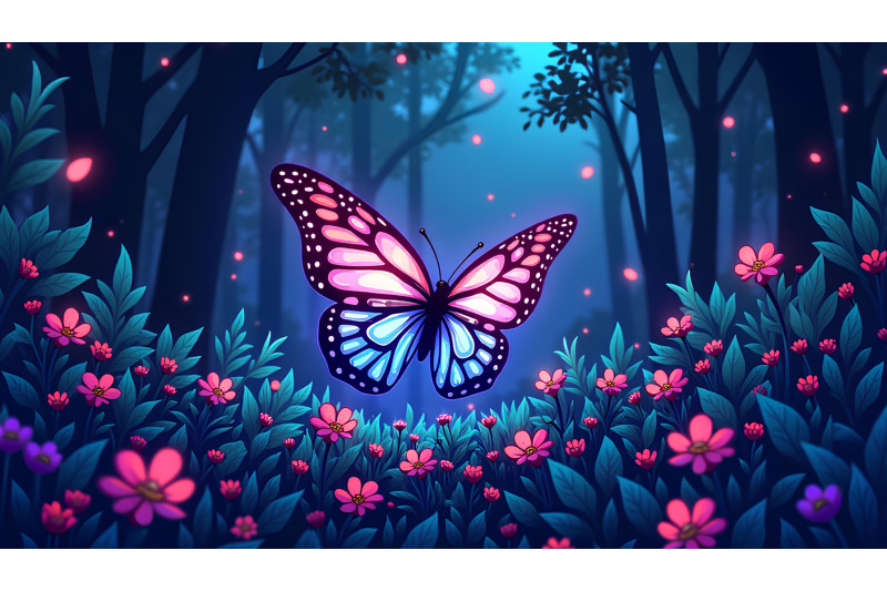 butterfly-in-an-enchanted-neon-forest-cyber-glow-art