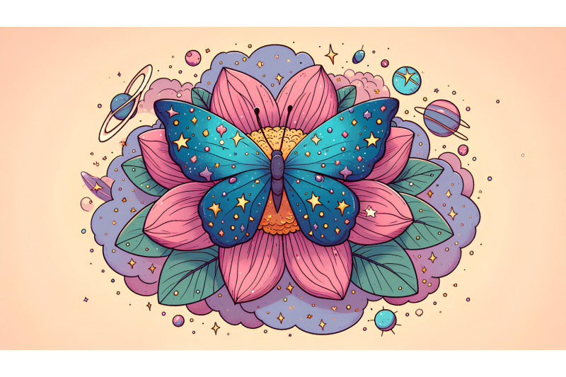 butterfly-on-a-cosmic-flower-interstellar-art